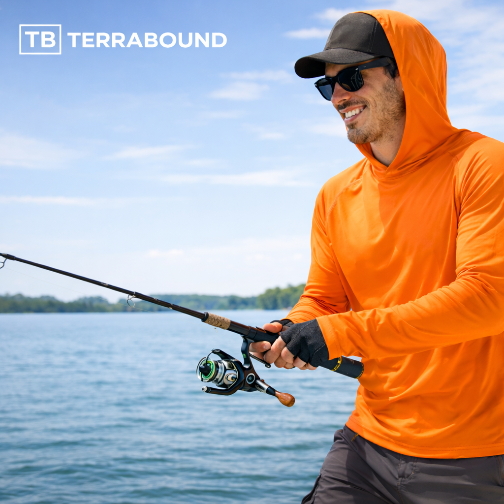 Men's UPF 50+ Sun Hoodie – Lightweight Quick-Dry Hiking & Fishing UV Top with Thumb Loops