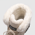 Plush lined collar inside the folded faux fur cuff