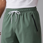 Drawcord waistband and zip pocket close-up