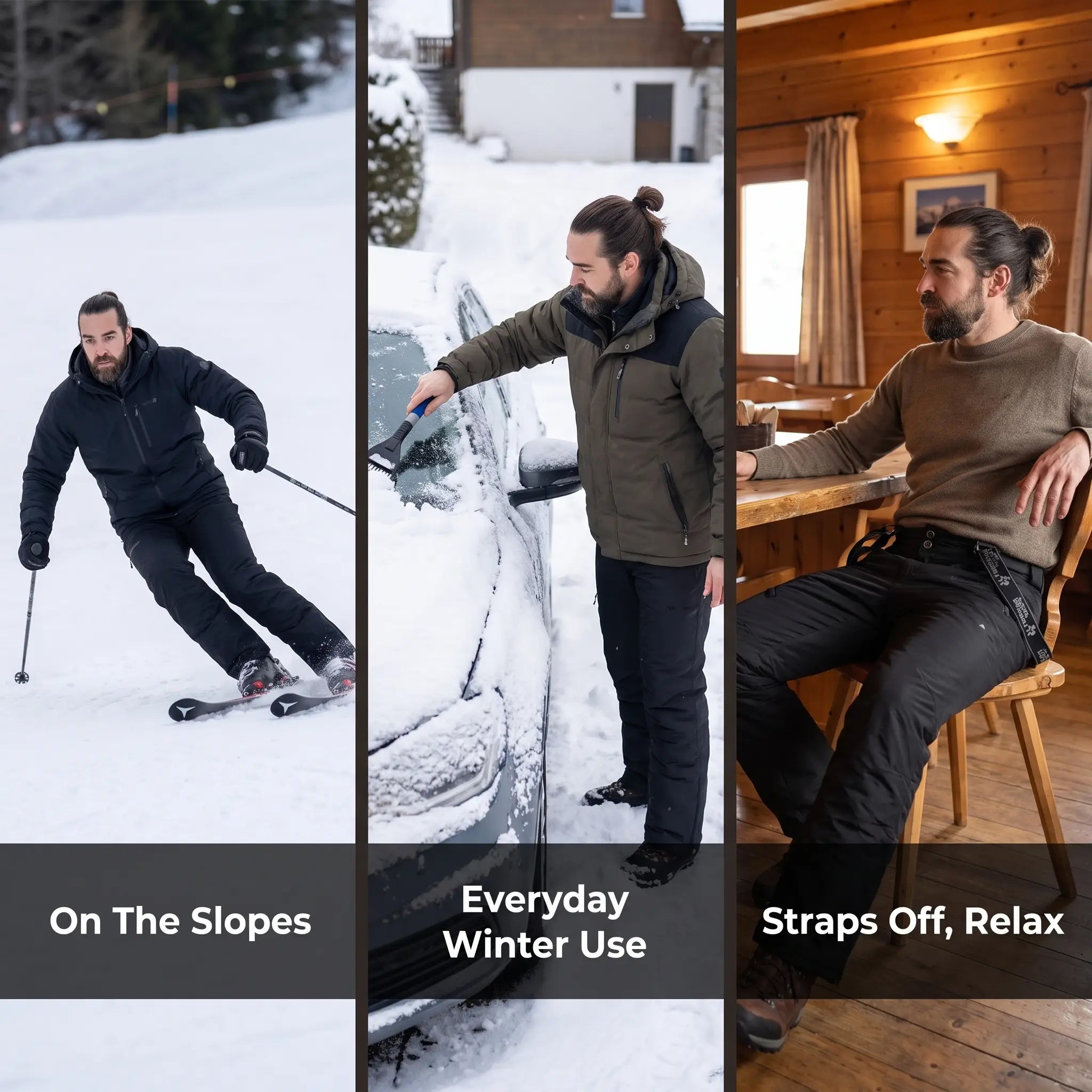 Three ways to wear terrabound. ski trousers