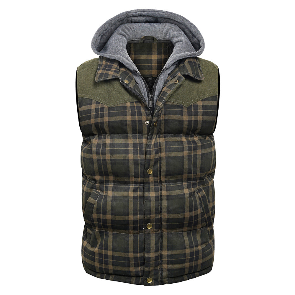 Men's Gilet - Tartan Check - Hooded Insulated Body Warmer