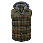 Men's Gilet - Tartan Check - Hooded Insulated Body Warmer