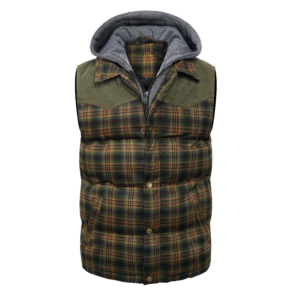 Men's Gilet - Tartan Check - Hooded Insulated Body Warmer