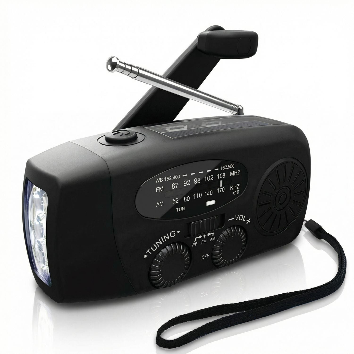 Hand Crank Radio With Flashlight For Emergency, Portable Solar Radios, Self Powered Am/fm Noaa Weather Radio Power Bank Cell Phone Charger, Usb Rechar