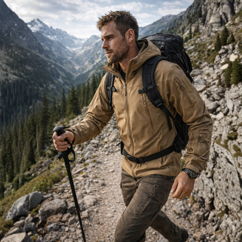 Hooded Softshell Outdoor Jacket – Wind-Resistant Layer for Cold Weather