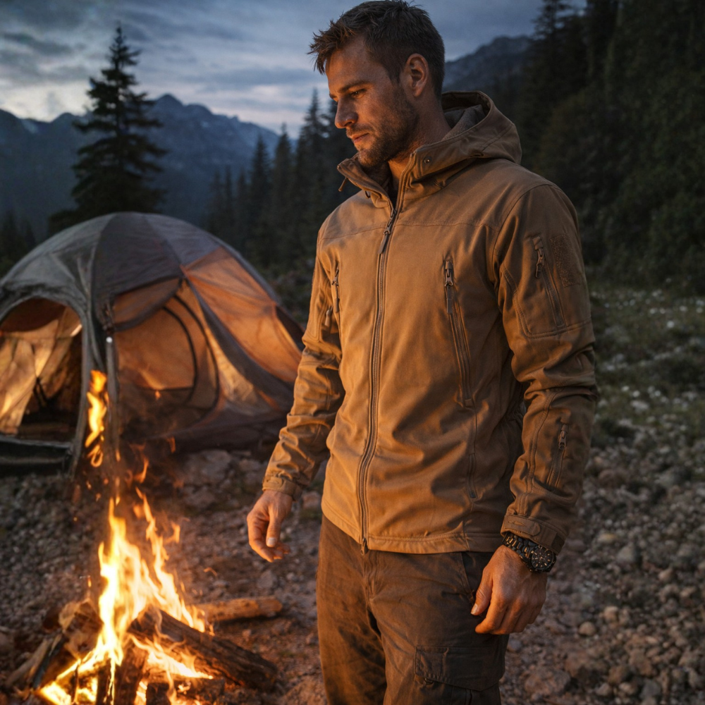 Hooded Softshell Outdoor Jacket – Wind-Resistant Layer for Cold Weather