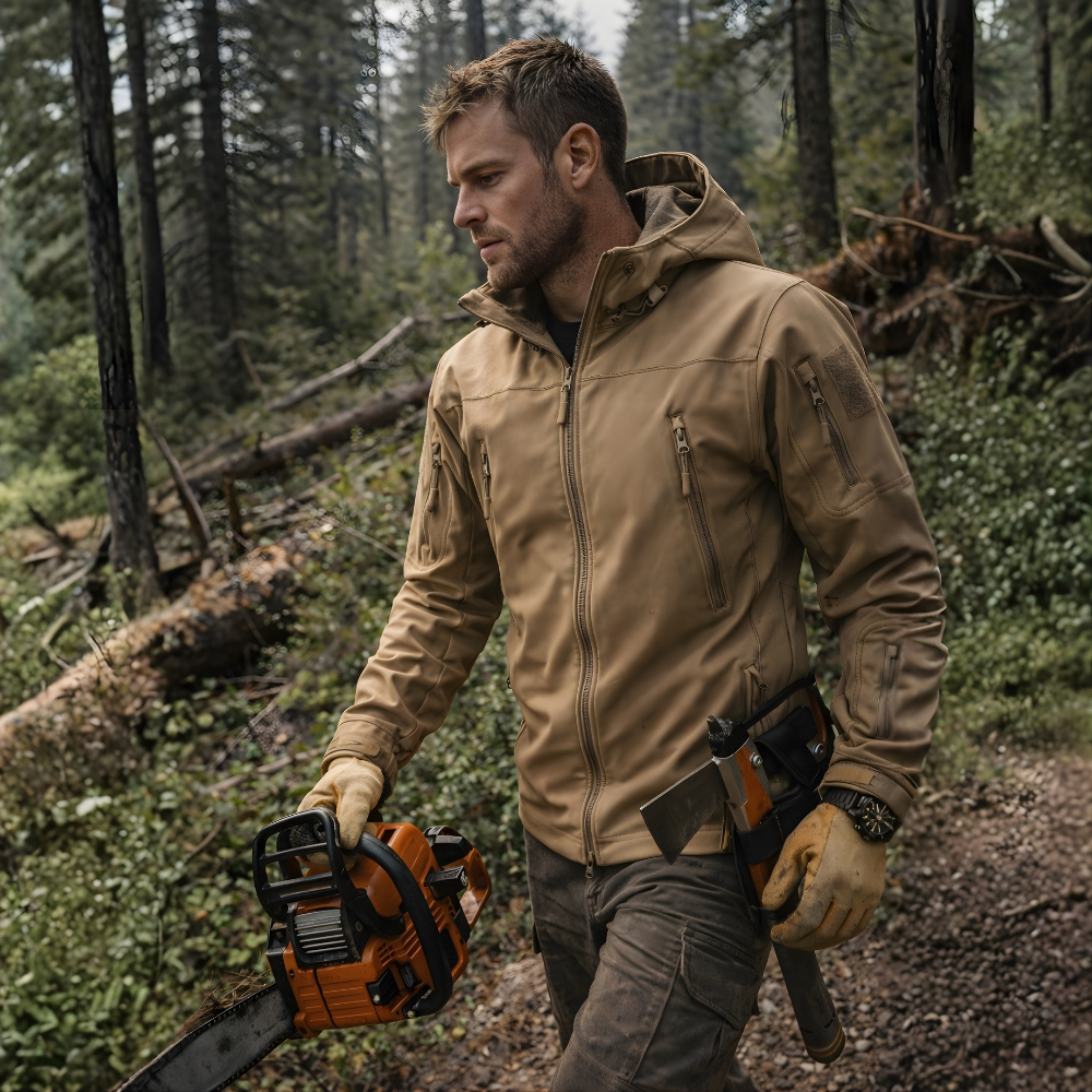 Hooded Softshell Outdoor Jacket – Wind-Resistant Layer for Cold Weather