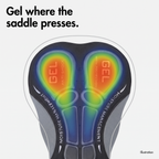 Illustration of a saddle pressure map over the gel pads of the cycling shorts pad