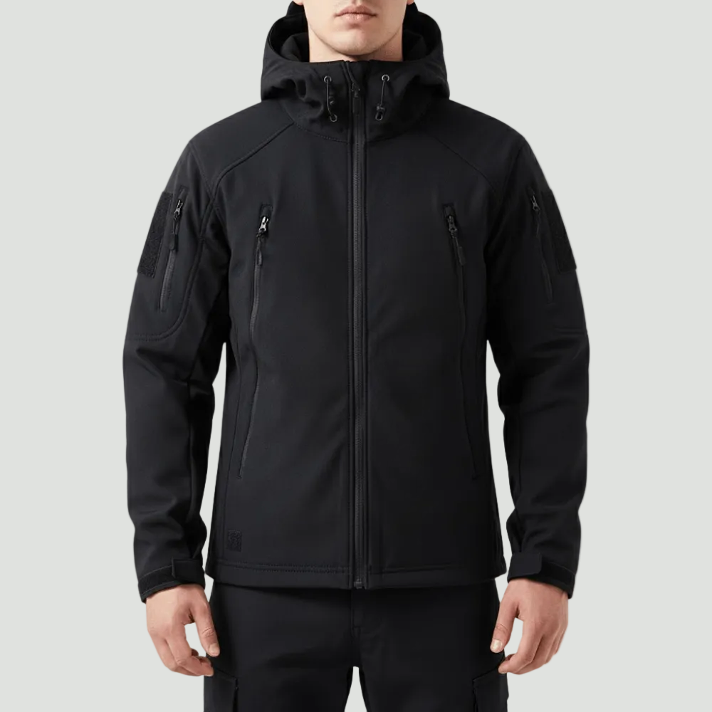 Hooded Softshell Outdoor Jacket – Wind-Resistant Layer for Cold Weather