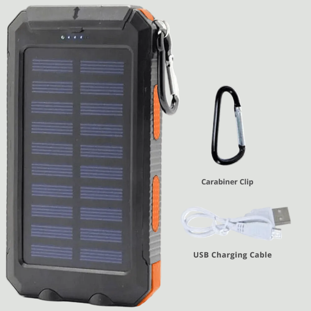10,000mAh Solar Power Bank - Waterproof Outdoor Portable Charger for Hiking, Camping and Travel