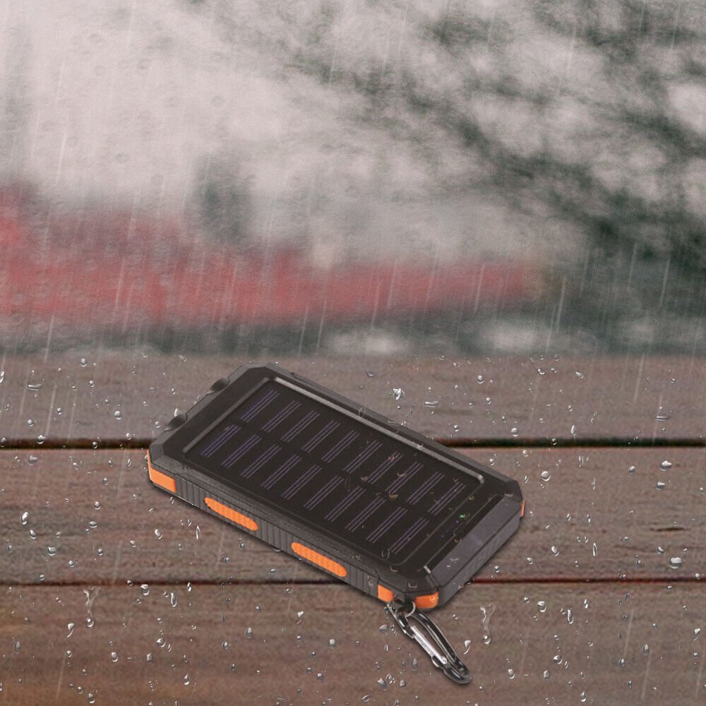10,000mAh Solar Power Bank - Waterproof Outdoor Portable Charger for Hiking, Camping and Travel