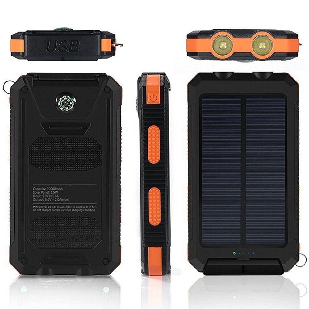 Solar Power Bank 10,000 mAh | Waterproof & Shockproof Outdoor Charger