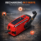 Emergency Hand Crank Radio - Solar and USB Rechargeable Weather Radio with Torch for Camping and Outdoor Use