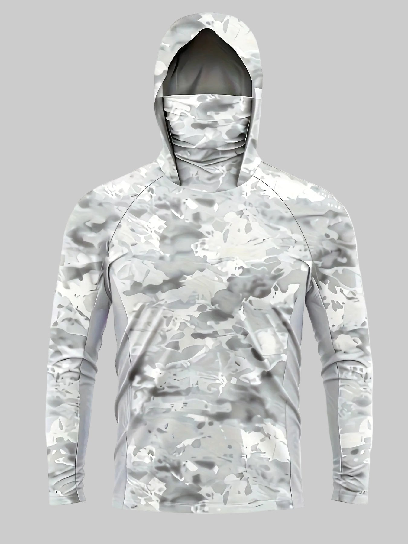 Camouflage Hooded Performance Shirt – Long-Sleeve Outdoor Layer with Face Cover