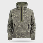 Men's camo half-zip anorak, front view