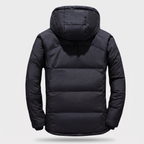 Men's Puffer Jacket - Back View - Black