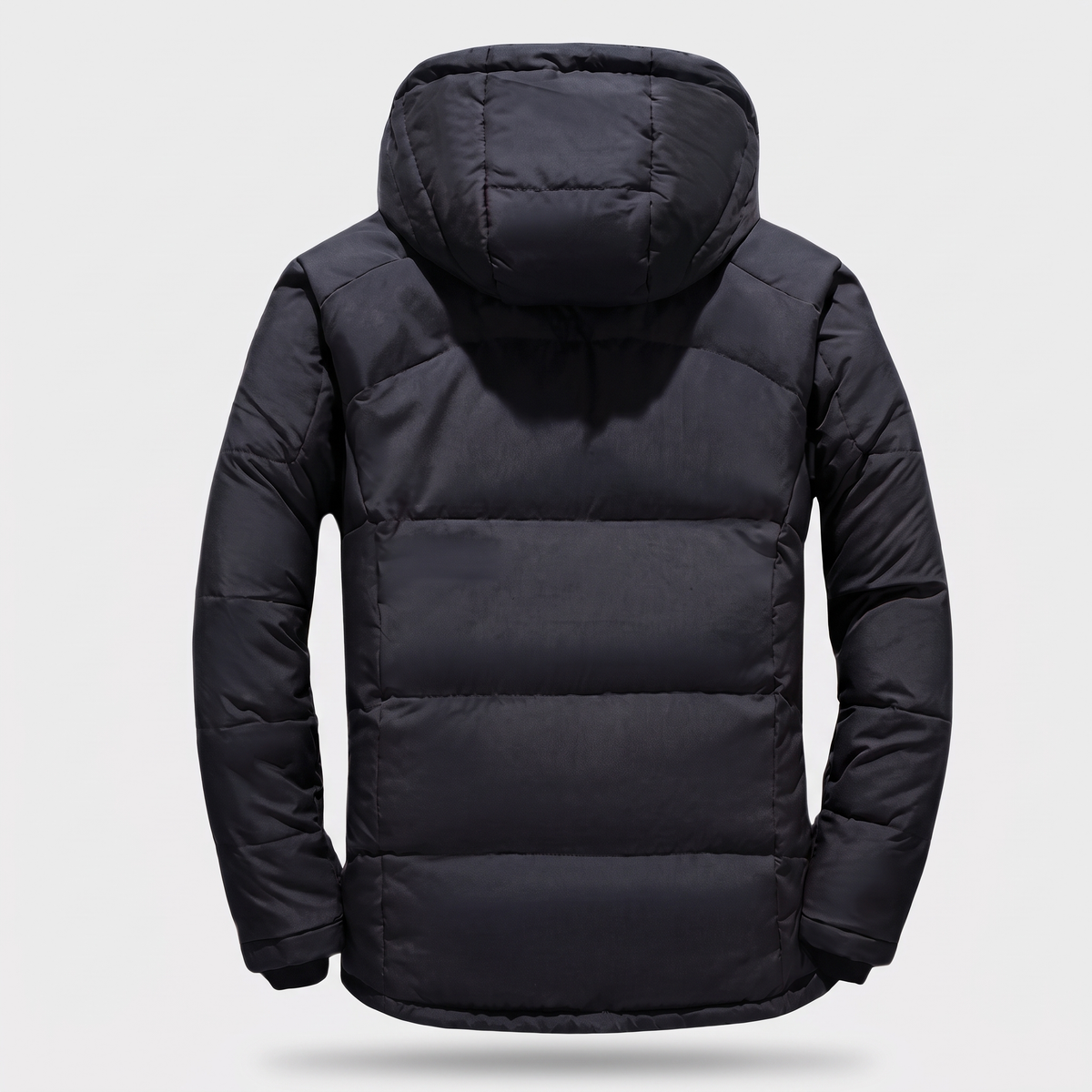 Men's Puffer Jacket - Back View - Black