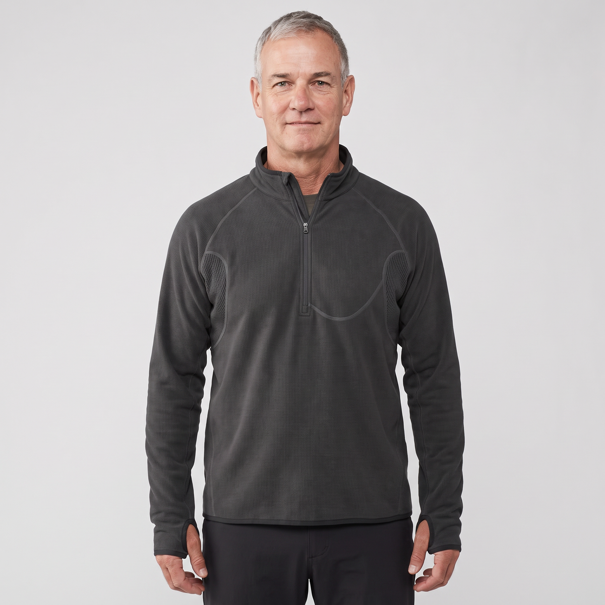 Men's Terrabound half-zip fleece in Black, front view