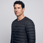 Terrabound Men's Down Jacket in Black, three-quarter side view