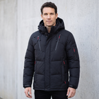 Men's Puffer Jacket - Model Shot - Black