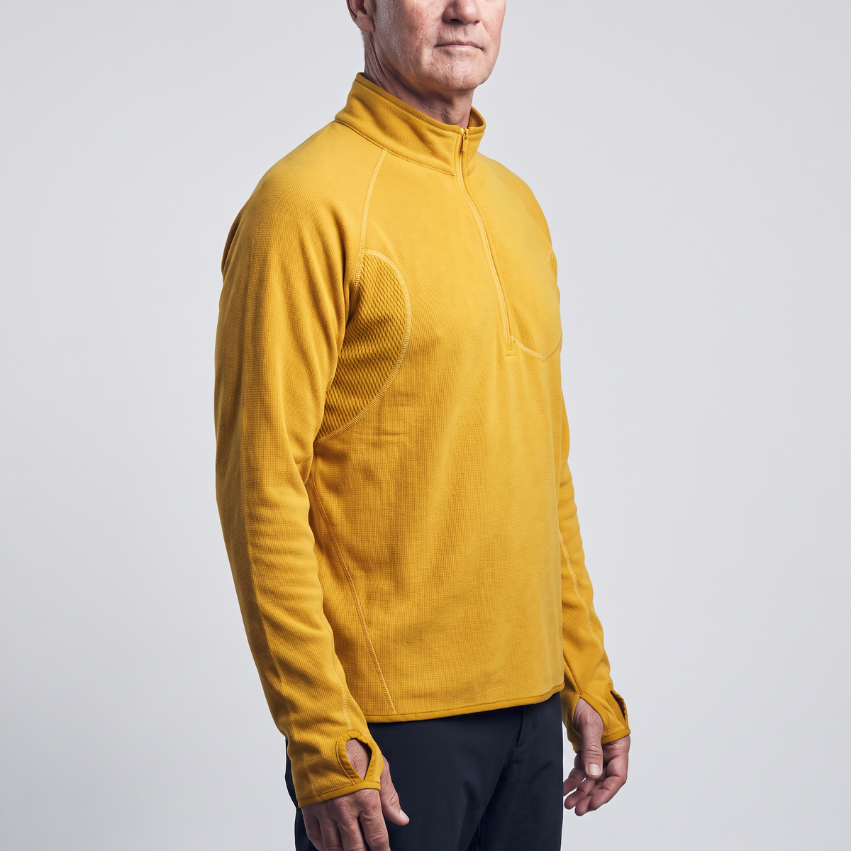 Men's Terrabound half-zip fleece in Bright Yellow, three-quarter side view