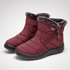 Women's faux fur lined winter boots in burgundy