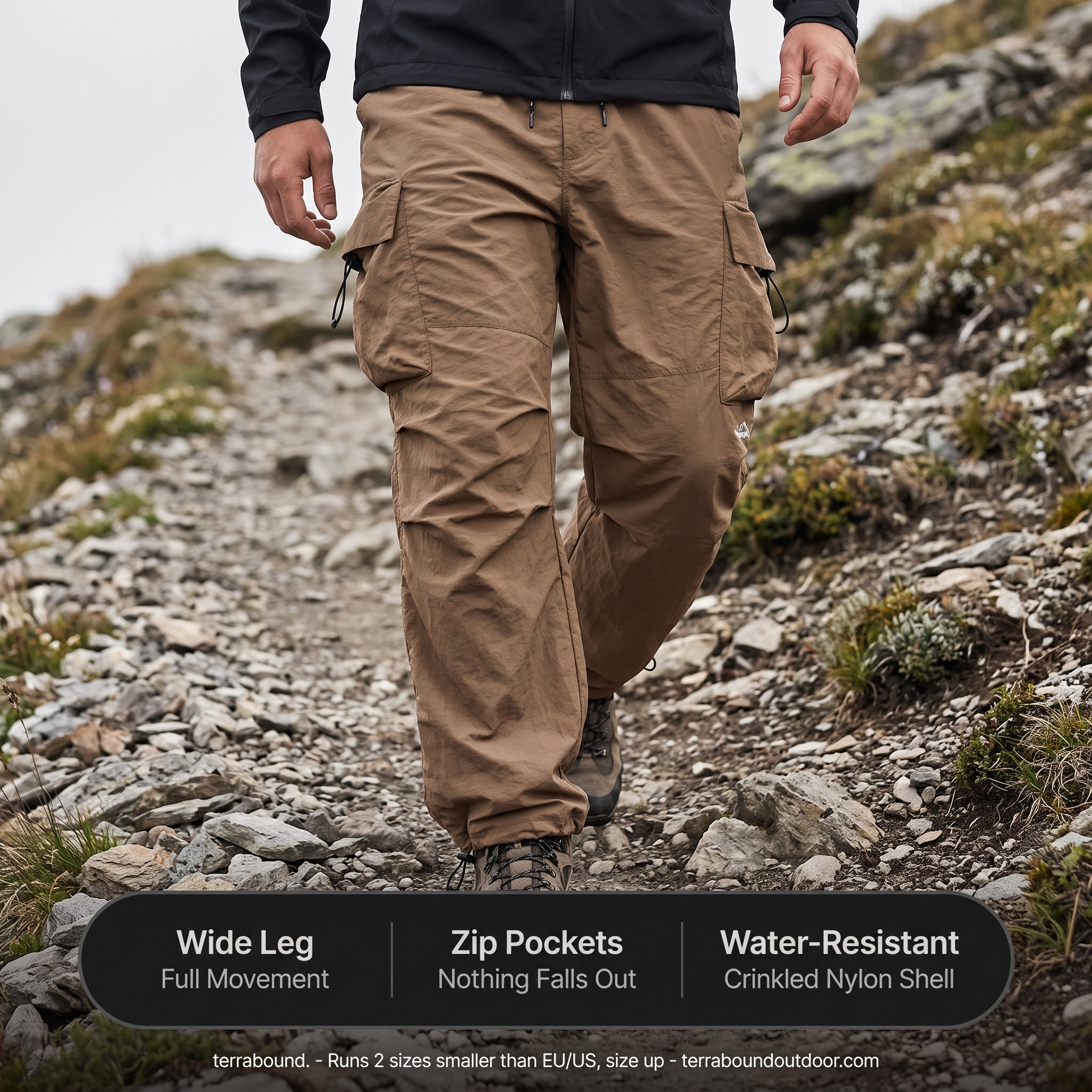 Terrabound cargo trousers key specs on the trail