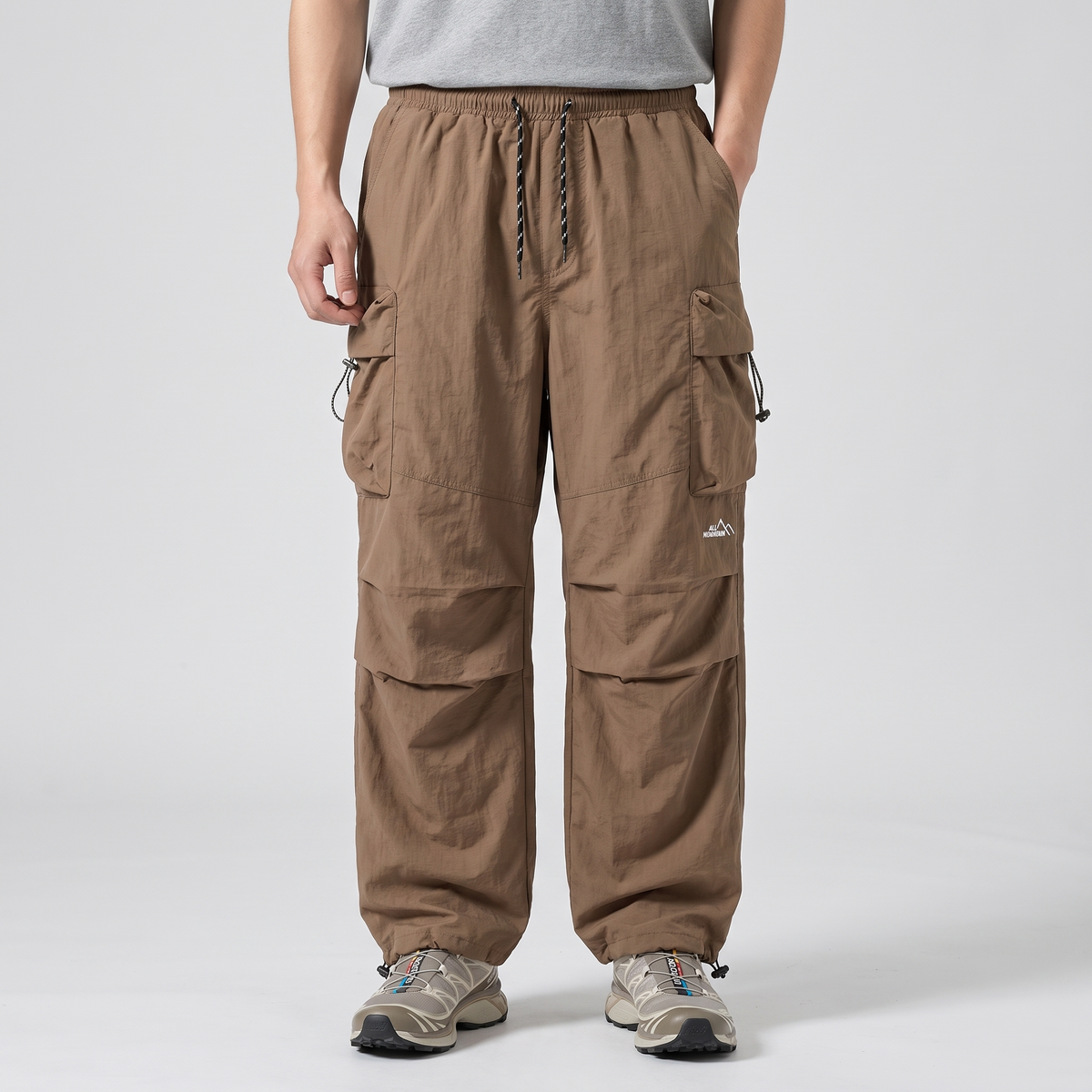 Terrabound baggy cargo trousers in Dark Khaki, front view