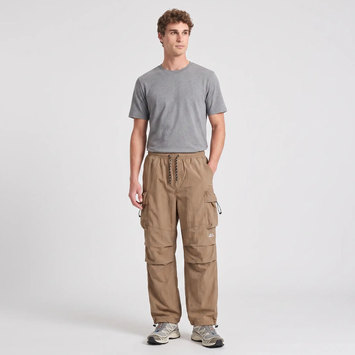 Terrabound baggy cargo trousers in Dark Khaki, full body
