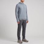 Men's full-zip sun hoodie in distant mountain grey, three-quarter side view