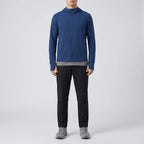 Men's full-zip sun hoodie in navy, front view
