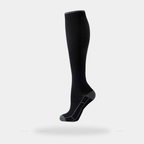 Knee-high sports socks in black, worn single