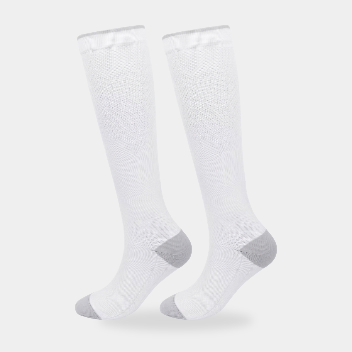 Knee-high sports socks in white, worn pair