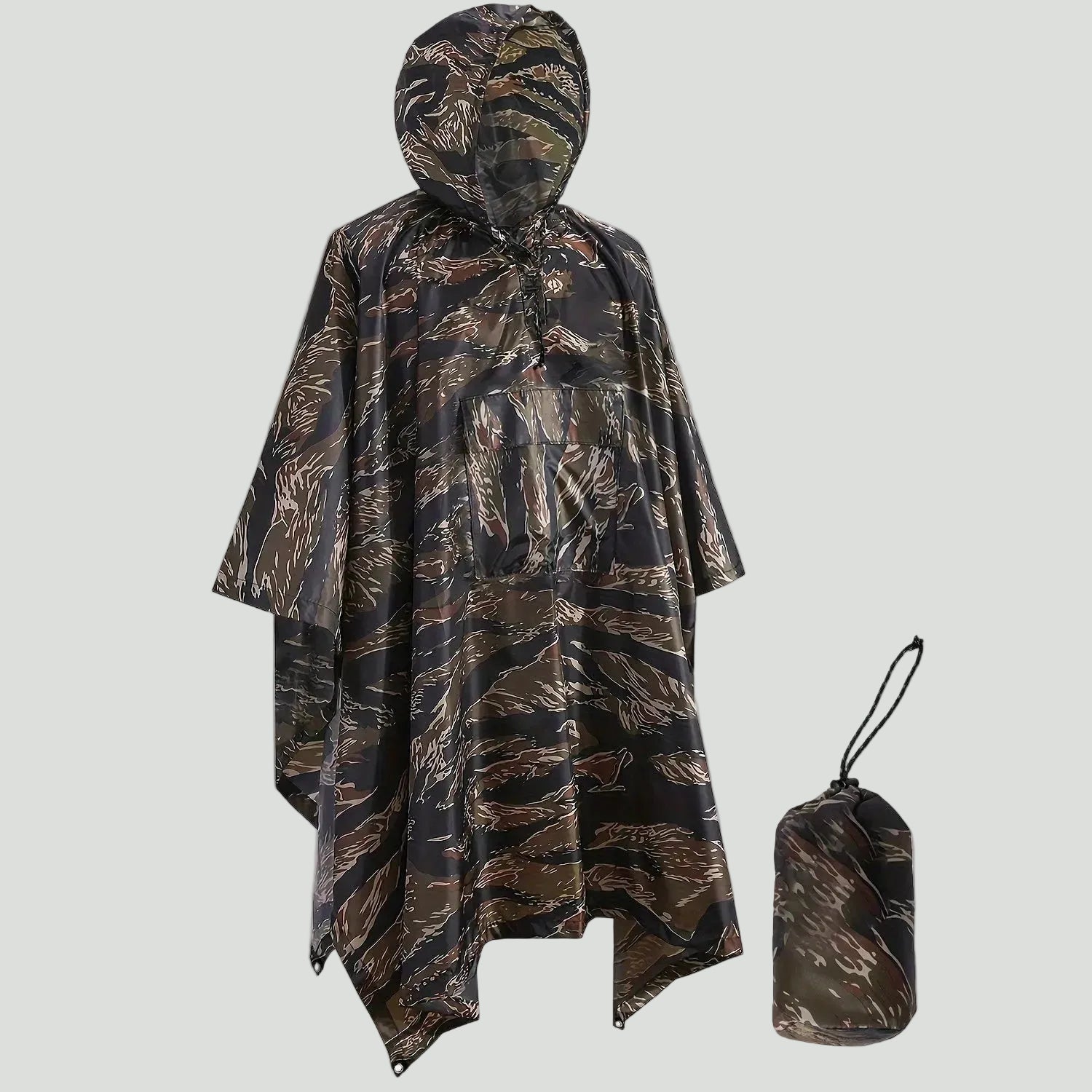 Camouflage Rain Poncho – Lightweight Waterproof Hooded Outdoor Poncho for Hiking & Fishing