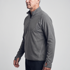 Men's Terrabound half-zip fleece in Dark Gray, three-quarter side view