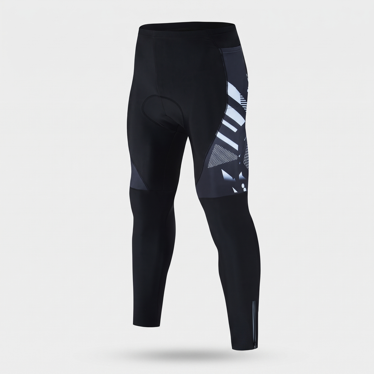 Men's padded cycling tights in White, front view