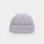 Men's fisherman beanie in Light Grey, short docker hat with a turned cuff, front view