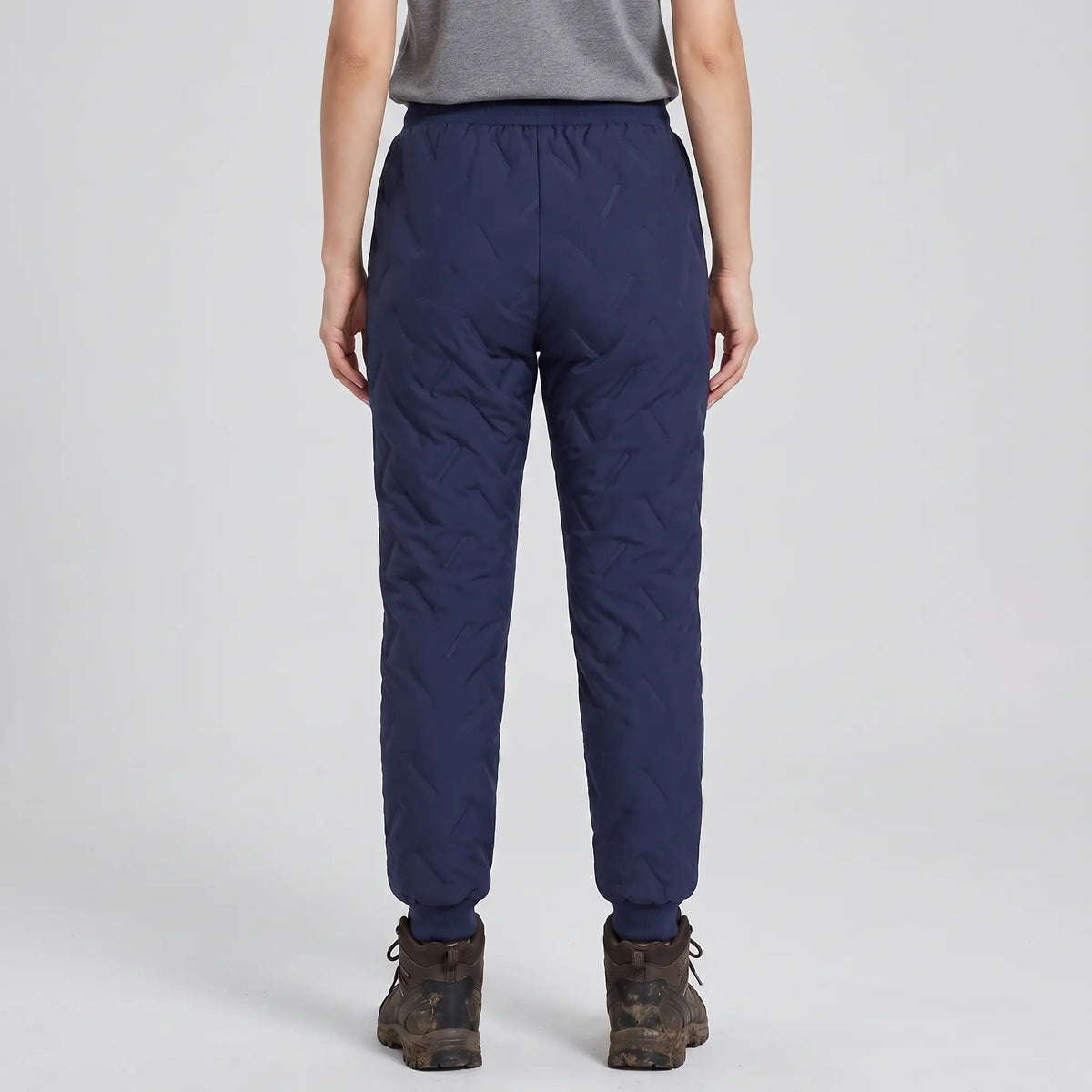 Women's fleece-lined hiking trousers navy blue back