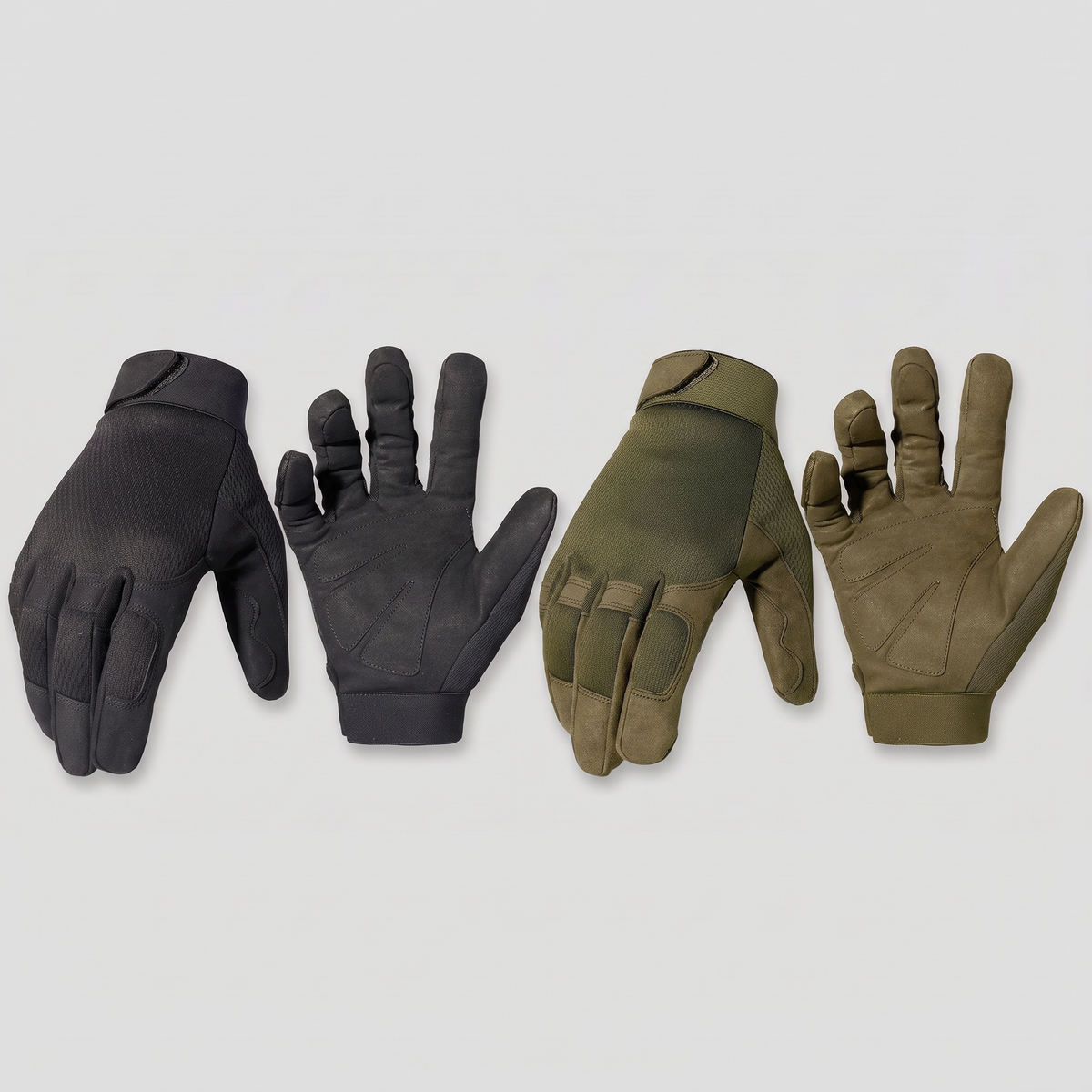 Full finger gloves in black and green