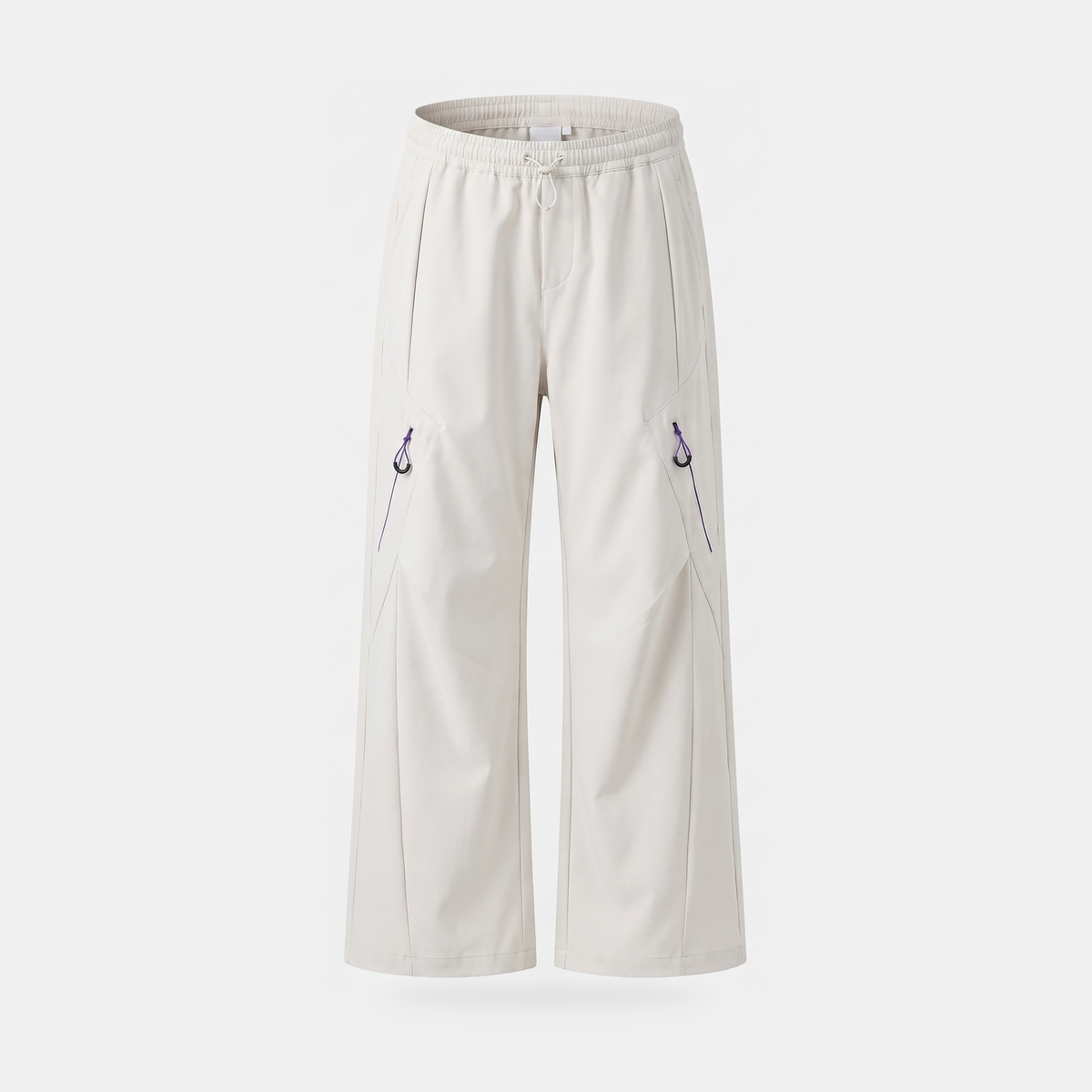Women's wide leg walking trousers in off white, front view, full length on an invisible mannequin