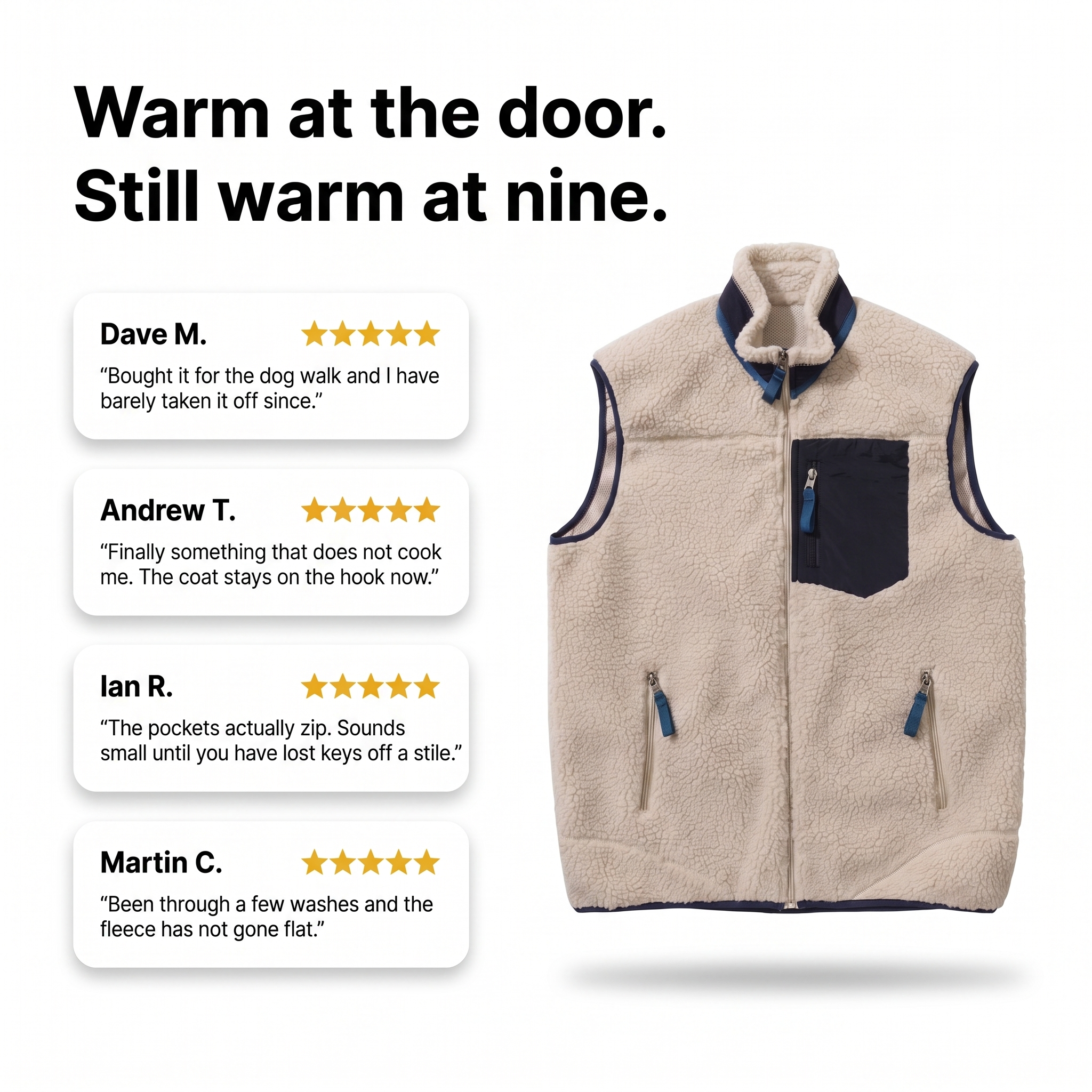 Customer reviews for the men's sherpa fleece gilet