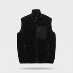 Men's sherpa fleece gilet in black, front view