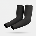 Black plain cuff UPF 50+ sun sleeves shown on a bent arm, pair