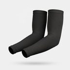 Black plain cuff UPF 50+ sun sleeves shown on a bent arm, pair