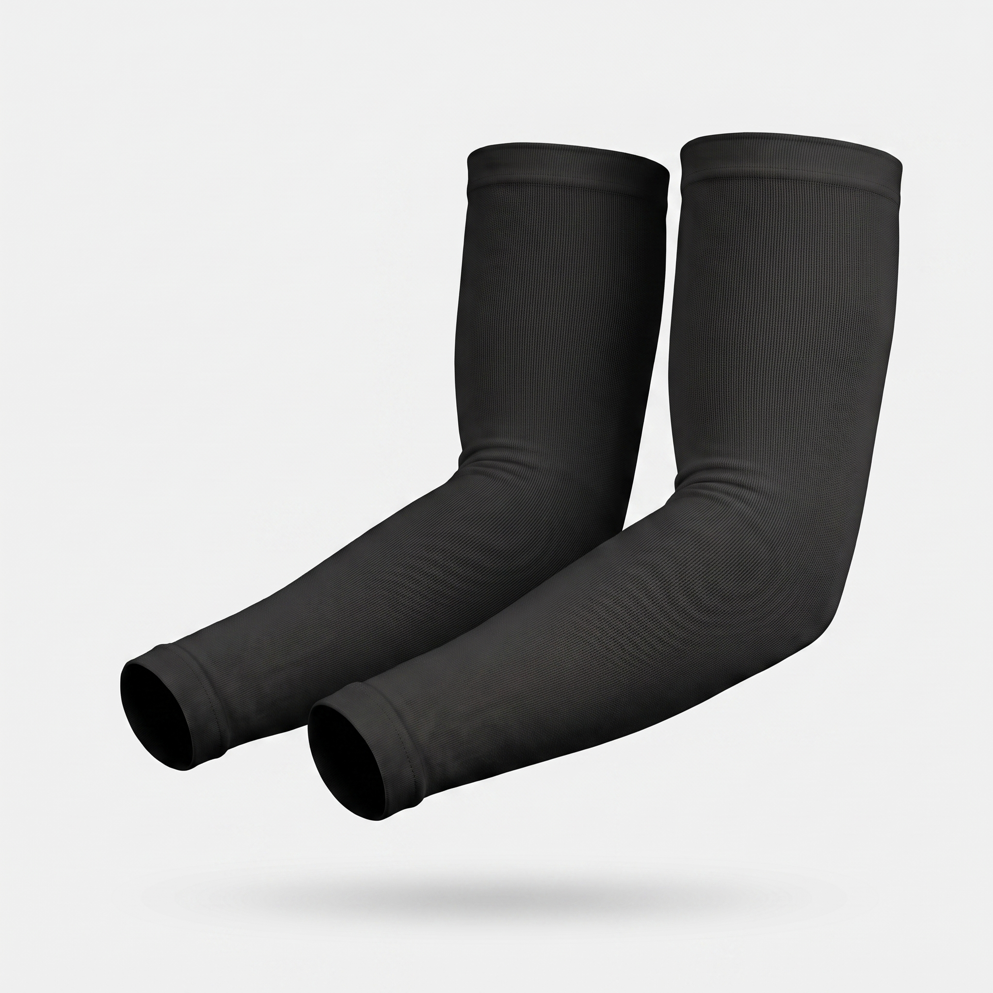 Black plain cuff UPF 50+ sun sleeves shown on a bent arm, pair