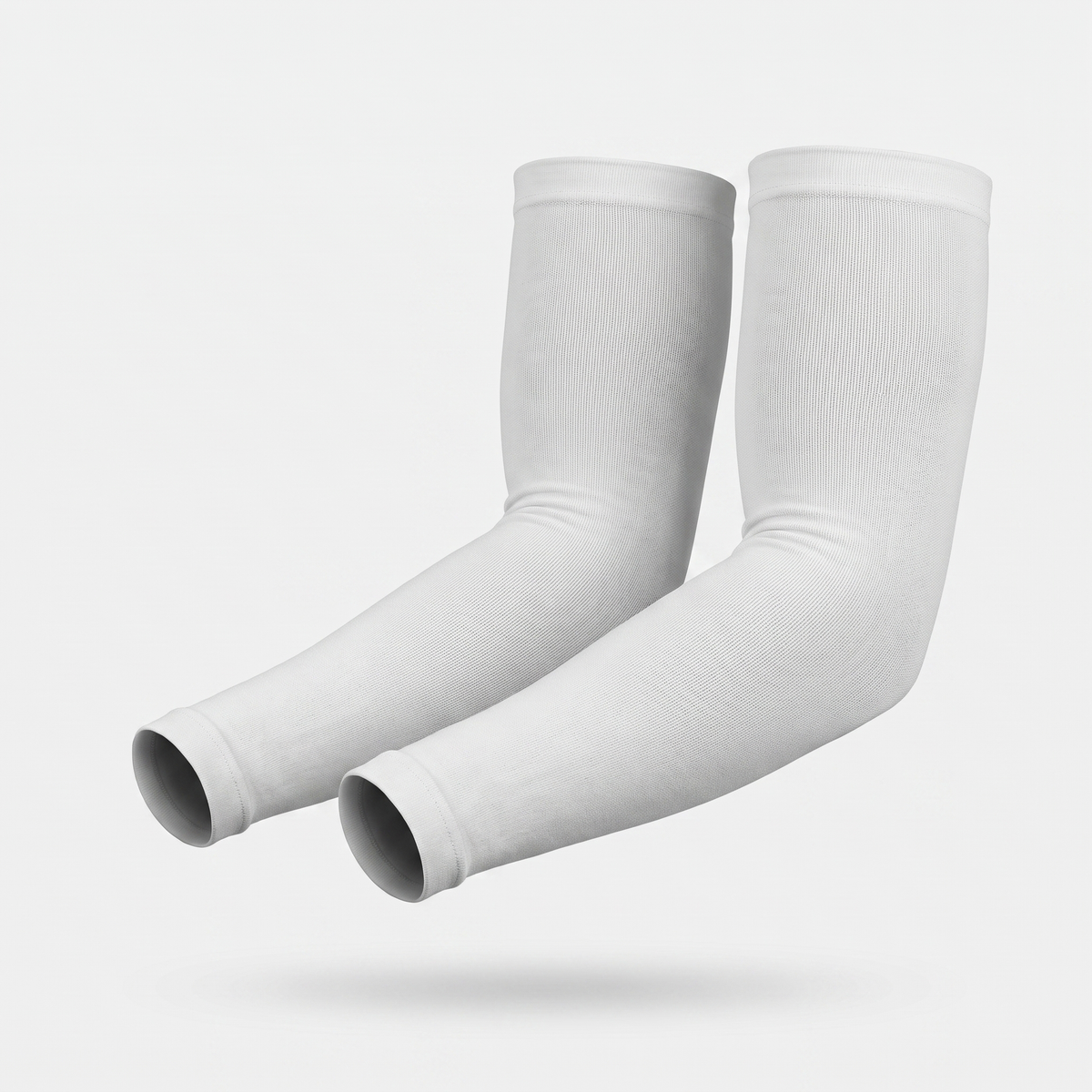 Grey plain cuff UPF 50+ sun sleeves shown on a bent arm, pair