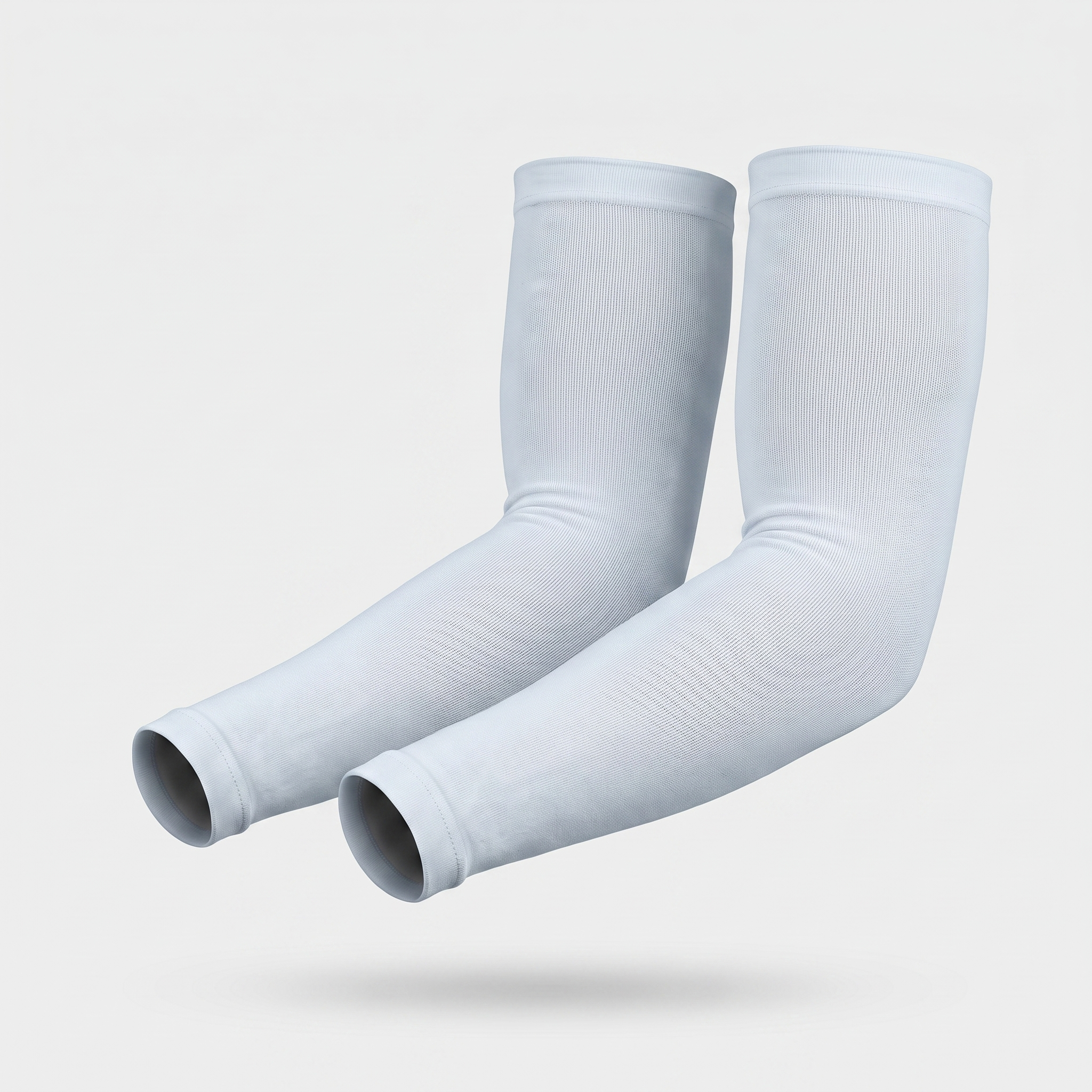 Mist Blue plain cuff UPF 50+ sun sleeves shown on a bent arm, pair