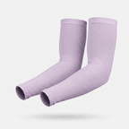Smoke Purple plain cuff UPF 50+ sun sleeves shown on a bent arm, pair