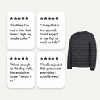 Customer review cards for the Terrabound Men's Down Jacket