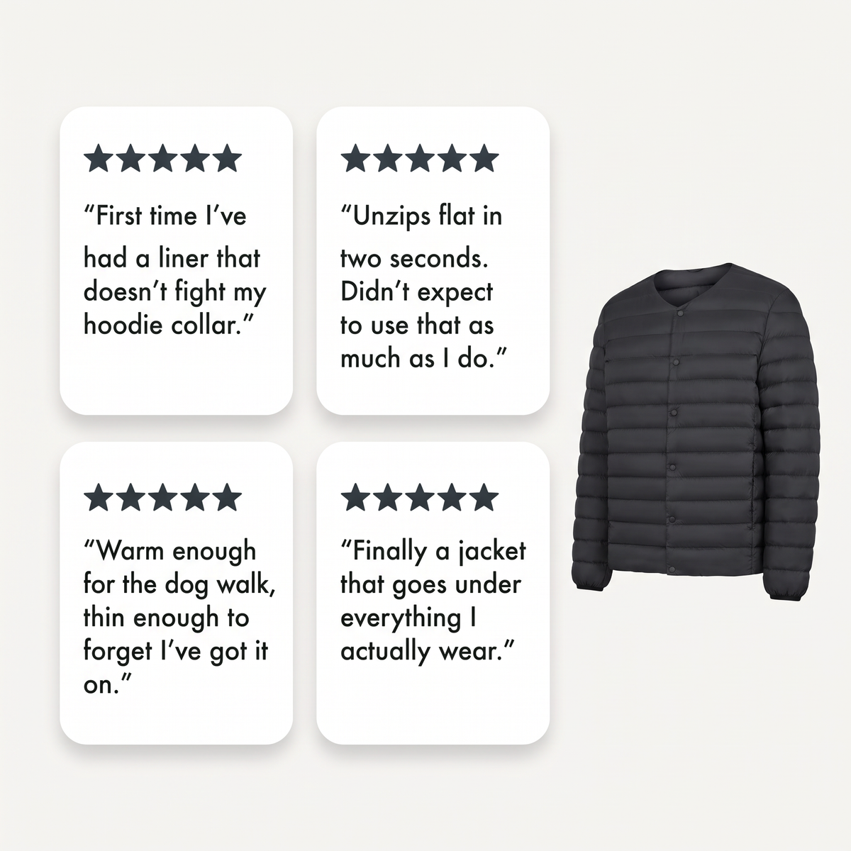 Customer review cards for the Terrabound Men's Down Jacket